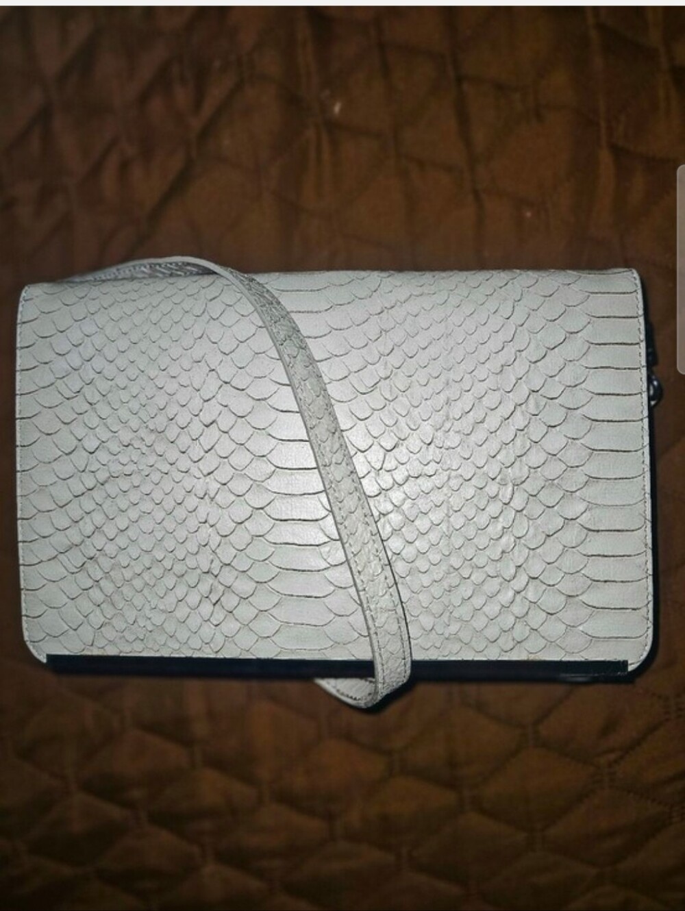 Halogen Off-White Snakeskin Embossed Leather Crossbody Bag